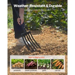 Puutarhatalikko raskaan käytön 5-piikkinen taottu teräspää 1050 mm metallivarsi ergonominen Y-kahva