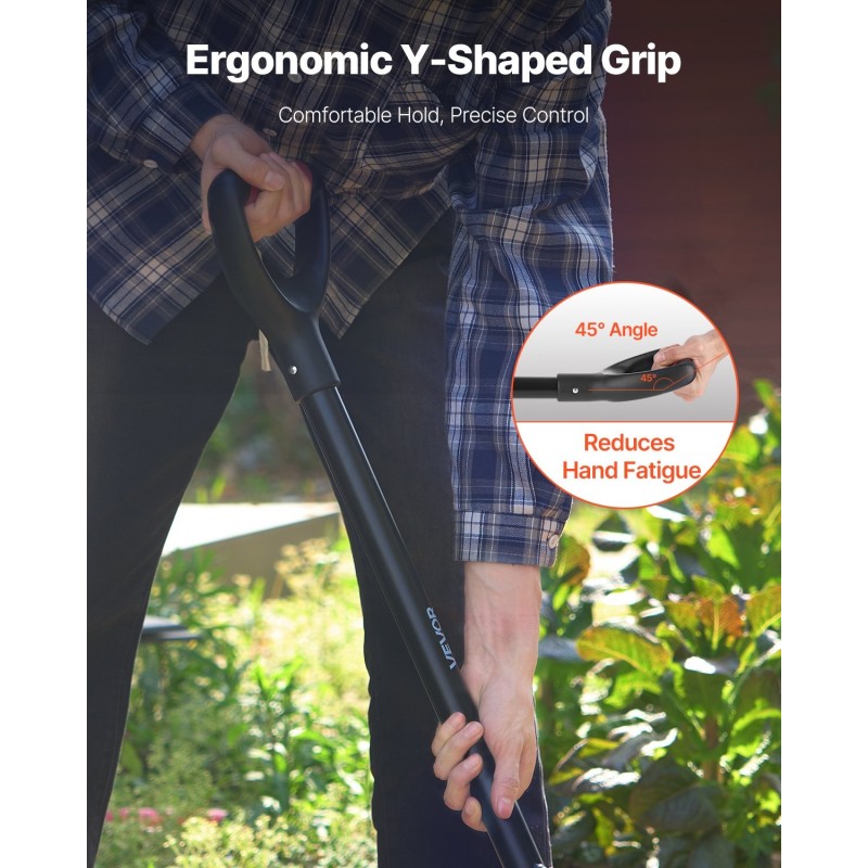 Puutarhatalikko raskaan käytön 5-piikkinen taottu teräspää 1050 mm metallivarsi ergonominen Y-kahva