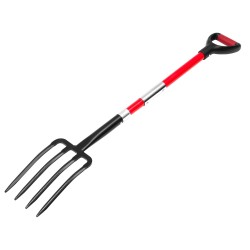 Puutarhatalikko nelipiikkinen mangaaniteräinen talikkopää lasikuituvarsi Y muotoinen kahva 1140 mm