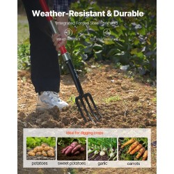 Puutarhatalikko nelipiikkinen mangaaniteräinen talikkopää lasikuituvarsi Y-muotoinen kahva 1140 mm