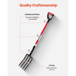 Puutarhatalikko nelipiikkinen mangaaniteräinen talikkopää lasikuituvarsi Y-muotoinen kahva 1140 mm