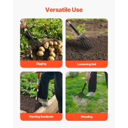 Puutarhatalikko nelipiikkinen mangaaniteräinen talikkopää lasikuituvarsi Y-muotoinen kahva 1140 mm