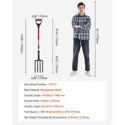 Puutarhatalikko nelipiikkinen mangaaniteräinen talikkopää lasikuituvarsi Y-muotoinen kahva 1140 mm