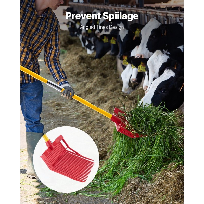 Lanta- ja puutarhahaarukka 18 piikkiä lasikuitukahvalla muovinen haarukanpää 155 cm