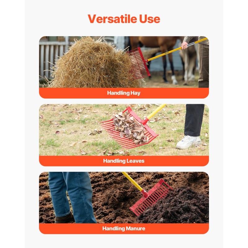 Lanta- ja puutarhahaarukka 18 piikkiä lasikuitukahvalla muovinen haarukanpää 155 cm