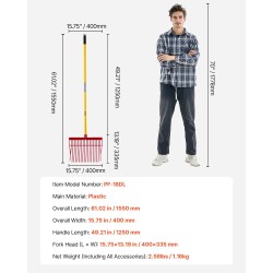 Lanta- ja puutarhahaarukka 18 piikkiä lasikuitukahvalla muovinen haarukanpää 155 cm