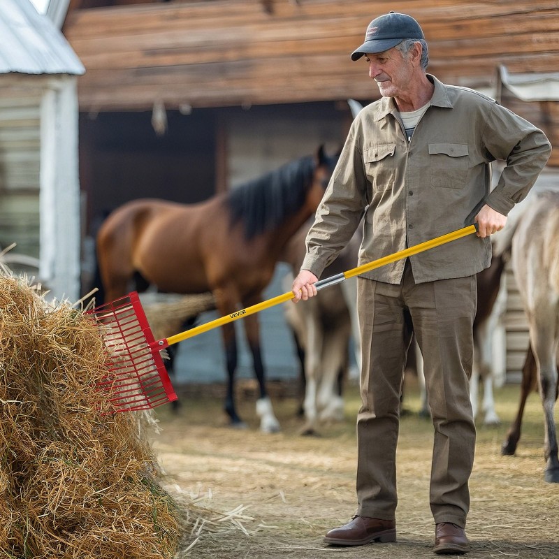 Lanta- ja puutarhahaarukka 18 piikkiä lasikuitukahvalla muovinen haarukanpää 155 cm
