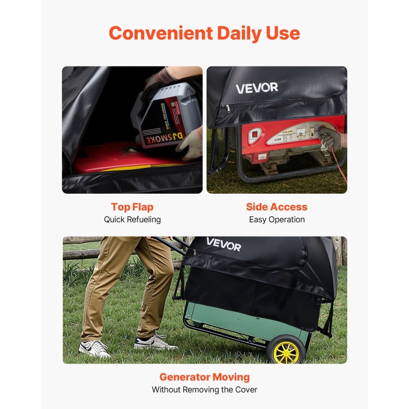 Generaattorin suojapeite säänkestävä paksu Oxford-kangas 1778–2743 mm musta