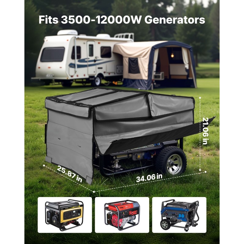 Generaattorinsuojus 420D Oxford-kangas PVC-verkko säänkestävä mitat 865x657x535 mm 3500–12000W