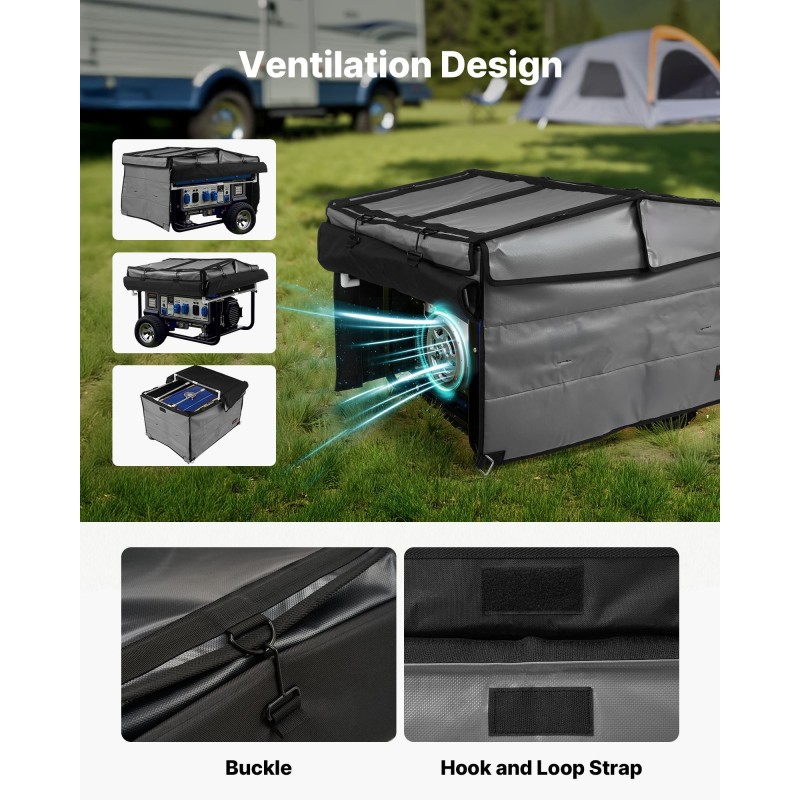 Generaattorinsuojus 420D Oxford-kangas PVC-verkko säänkestävä mitat 865x657x535 mm 3500–12000W