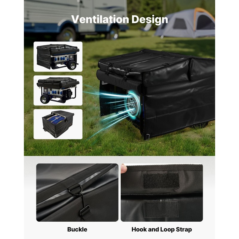 Generaattorin suojus vedenpitävä 420D Oxford-kangas musta 3500–12000 W