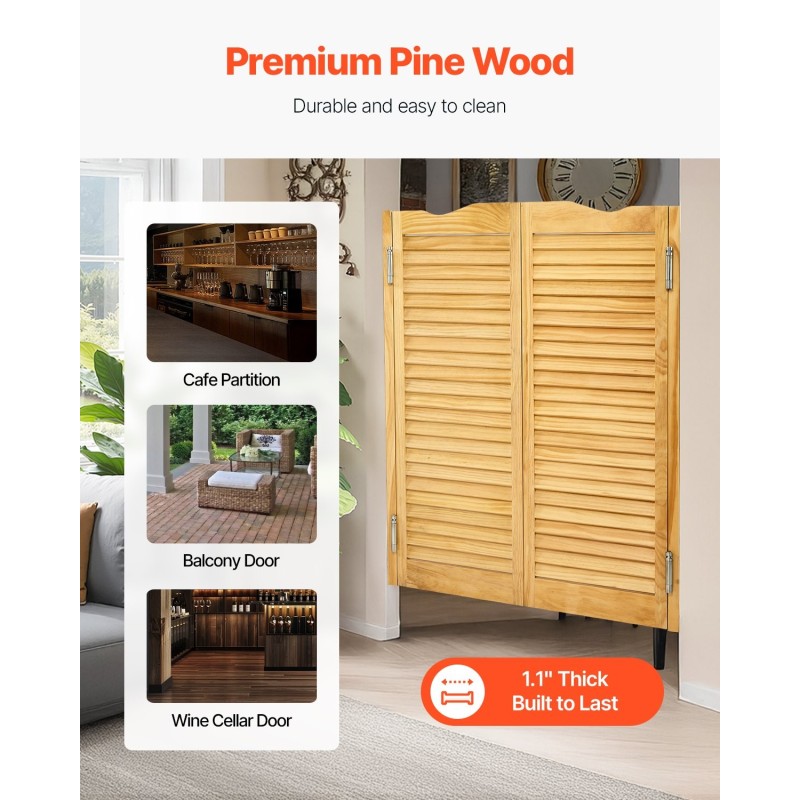 Keinuva puolikorkea sisäovi kaksitoiminen mäntyinen automaattinen sulkeutuminen