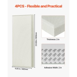 Akustiset seinäpaneelit 4 kpl 600x300x50 mm beige lasikuitu 3M-itseliimautuva