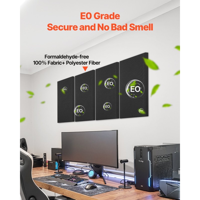 Akustiset kuitulasipaneelit 4 kpl 600x300x50 mm musta itsekiinnittyvät