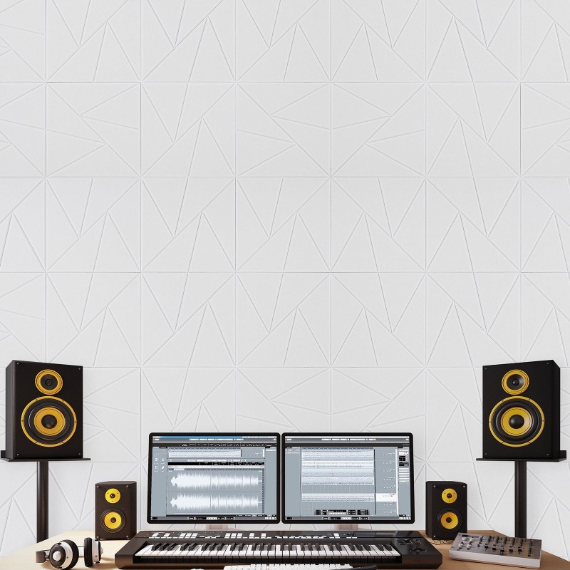 Akustiikkapaneelit polyesterikuituiset 300x300x10 mm 18 kpl itseliimautuvat valkoinen