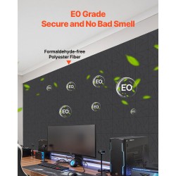 Akustiikkapaneelit polyesterikuitu itsekiinnittyvä tausta 300×300×10 mm 18 kpl musta