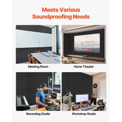 Akustiikkapaneelit polyesterikuitu itsekiinnittyvä tausta 300×300×10 mm 18 kpl musta