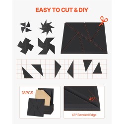 Akustiikkapaneelit polyesterikuitu itsekiinnittyvä tausta 300×300×10 mm 18 kpl musta