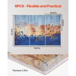 Seinäakustiikkapaneelit polyesterikuitu 600x600x10 mm 6 kpl itseliimautuva pastellisävyinen kuvio