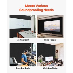 Akustiset seinäpaneelit polyesterikuitua 1200 x 600 x 10 mm 5 kpl musta