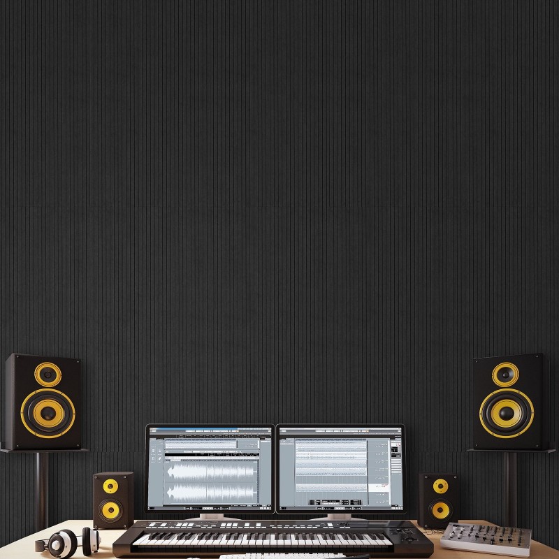 Akustiset seinäpaneelit polyesterikuitua 1200 x 600 x 10 mm 5 kpl musta