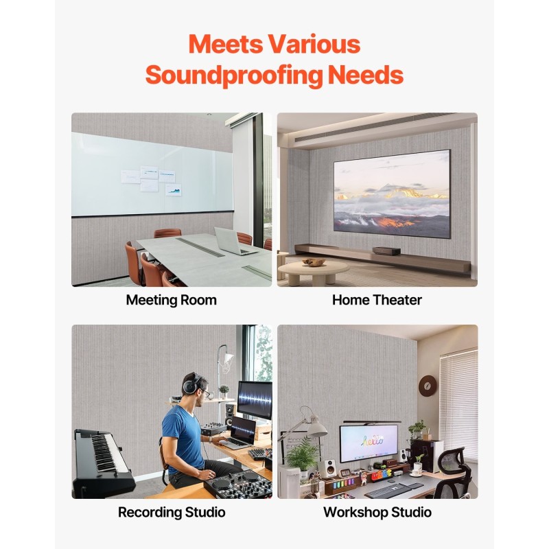 Akustiikkapaneelit korkeatiheyksinen polyesterikuitu 1200x600x10 mm 5 kpl kamelinvärinen itseliimautuva taustaliima