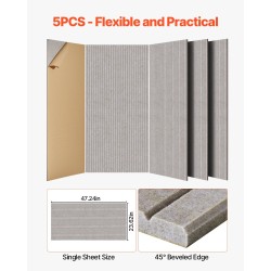 Akustiikkapaneelit korkeatiheyksinen polyesterikuitu 1200x600x10 mm 5 kpl kamelinvärinen itseliimautuva taustaliima