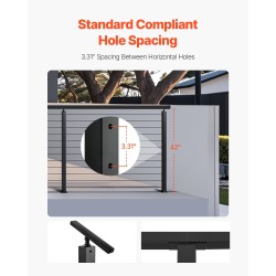 Kaapeli-kaidetolppasarja ruostumaton teräs 42x2x2 musta 4 kpl esiporatut reiät