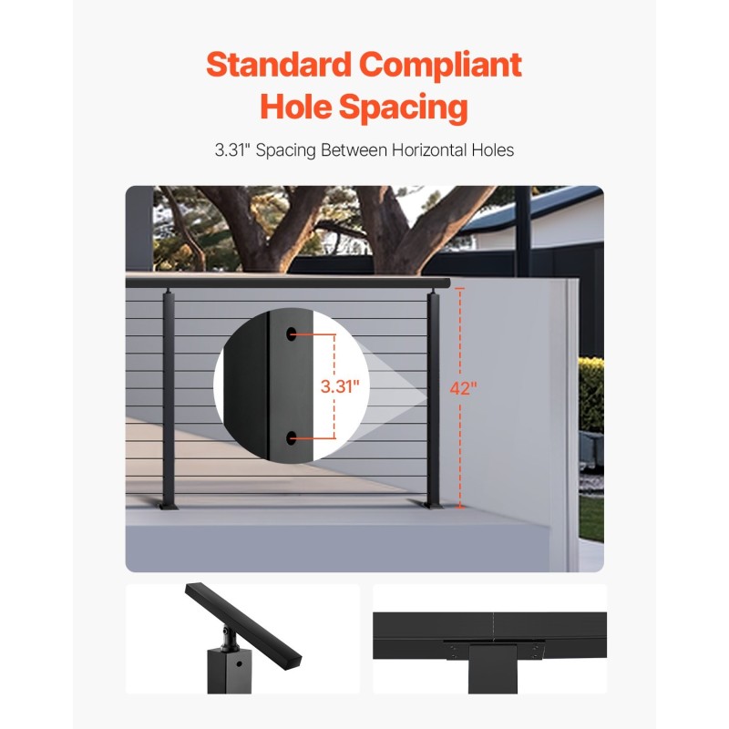 Kaapeli-kaidetolppasarja ruostumaton teräs 42x2x2 musta 4 kpl esiporatut reiät