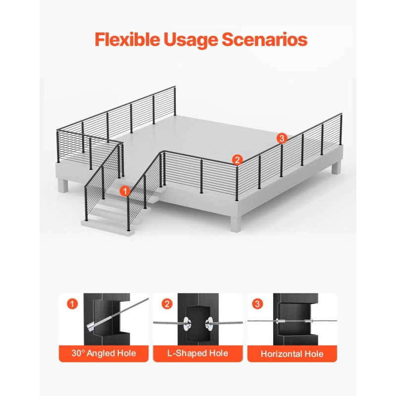 Kaapeli-kaidetolppasarja ruostumaton teräs 42x2x2 musta 4 kpl esiporatut reiät