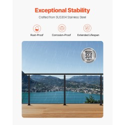 Kaapelikaidepylväät 4 kpl SUS304-ruostumatonta terästä 36x1x2 tuumaa musta