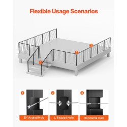Kaapelikaidepylväät 4 kpl SUS304-ruostumatonta terästä 36x1x2 tuumaa musta
