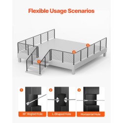 Kaapelikaihdetolppasarja SUS304 ruostumaton teräs 4 tolppaa musta esiporatut reiät