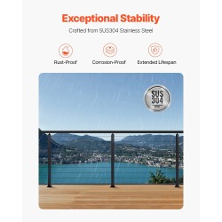 Kaapelikäsijohteen tolppasarja 4 kpl SUS304 ruostumatonta terästä 36x2x2 tuumaa musta