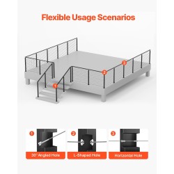 Kaapelikäsijohteen tolppasarja 4 kpl SUS304 ruostumatonta terästä 36x2x2 tuumaa musta