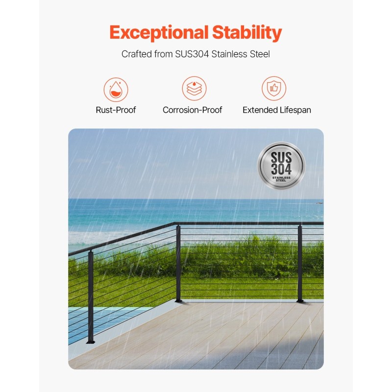 Kulma-kaidetolppa SUS304 ruostumaton teräs 42x2x2 tuumaa L-tyypin reiät 1 kpl