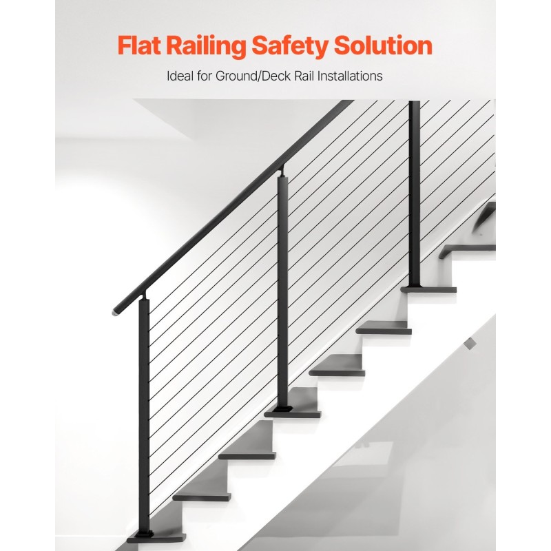 Kaidetolppa ruostumatonta terästä SUS304 42x1x2 tuumainen yksi kappale portaisiin musta