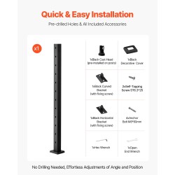 Kaidetolppa ruostumatonta terästä SUS304 42x1x2 tuumainen yksi kappale portaisiin musta