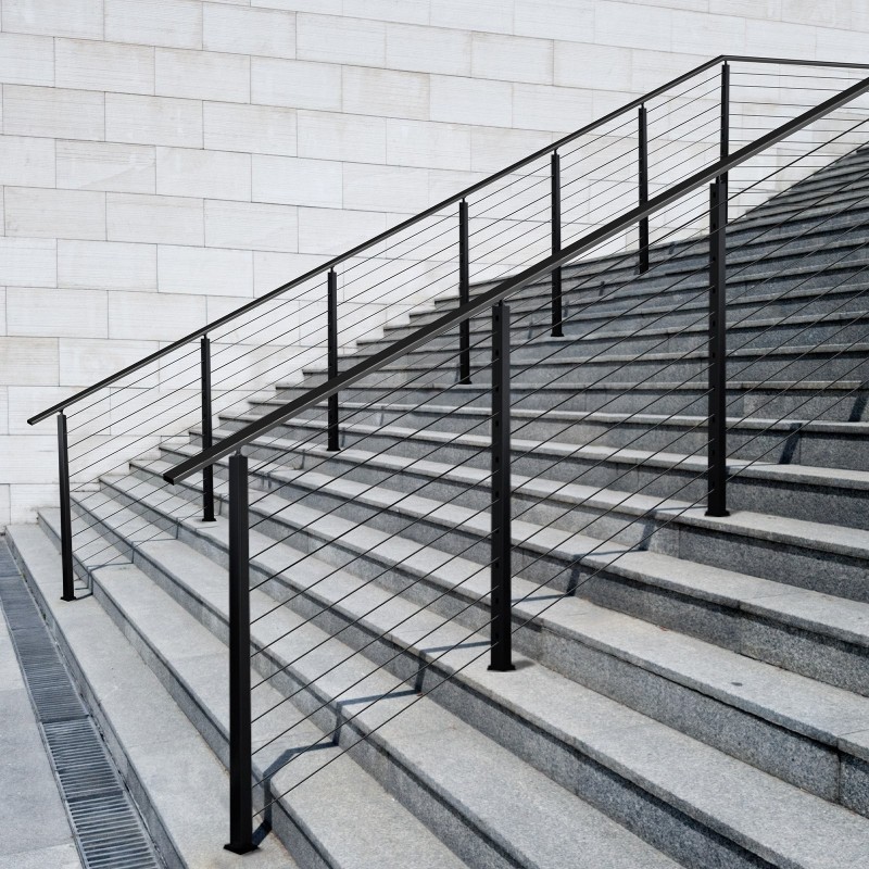 Kaidetolppa ruostumatonta terästä SUS304 42x1x2 tuumainen yksi kappale portaisiin musta