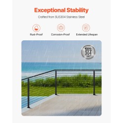 Kulmakaapelitolppa ruostumaton teräs 42x1x2-tuumainen esiporatut L-reiät 1 kpl kaiteisiin