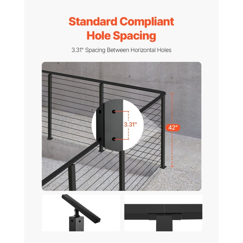 Kulmakaapelitolppa ruostumaton teräs 42x1x2-tuumainen esiporatut L-reiät 1 kpl kaiteisiin