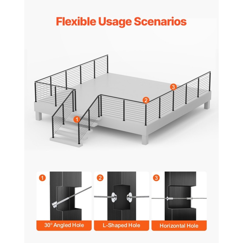 Johdotettu kaidetolppa portaisiin SUS304-ruostumattomasta teräksestä 36x2x2-tuumainen musta 1 kpl