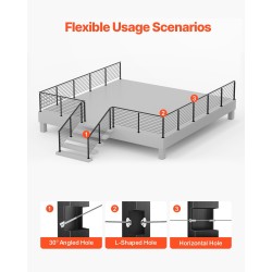Kaapelikäsijohteen tolppa SUS304 ruostumaton teräs 36 tuumaa musta 1 kpl