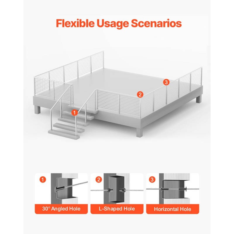 Kaidepylväs ruostumatonta terästä SUS304 106,7 cm reikävälillä 80 mm