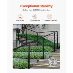 Kaidepylväs 42x2x2 tuumaa SUS304-ruostumaton teräs musta portaikkoihin