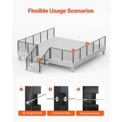 Kaidepylväs 42x2x2 tuumaa SUS304-ruostumaton teräs musta portaikkoihin