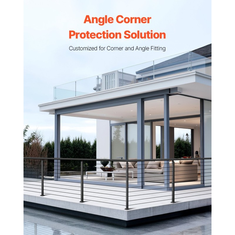 Kulmatolppa kaidevaijereille SUS304-ruostumaton teräs mitat 36x1x2 tuumaa musta