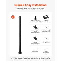 Kulmatolppa kaidevaijereille SUS304-ruostumaton teräs mitat 36x1x2 tuumaa musta