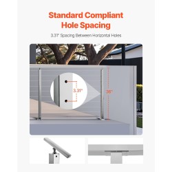 Kaidepylväs SUS304-ruostumatonta terästä 36x2x2-tuumainen esiporattu 3 tuuman reikäväli kaiteisiin 1 kpl