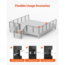 Kaapelikäsijohteen porraskaidepylväs SUS304-ruostumaton teräs 36x1x2-tuumainen musta pinta
